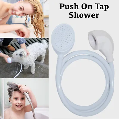£11.97 • Buy Single Or Double Tap Bath Sink Shower Head Hose Spray Hairdresser Pet Push On 