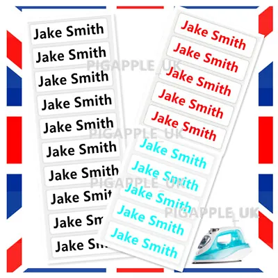 Iron On Name Labels Personalised Black School Uniform Care Home Taps Tag Lot • £5.49
