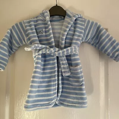 George Baby Blue & White Striped Dressing Gown 6-12 Months • £1