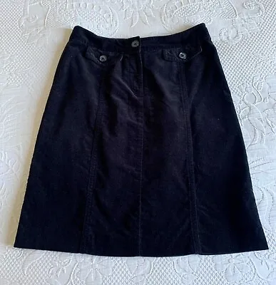 Laura Ashley Black Velvet A Line Skirt - Size 12 - Fully Lined • £6