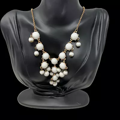 $10.99 • Buy White Bubble Necklace Bib Statement Fashion Choker Collar Gold Tone