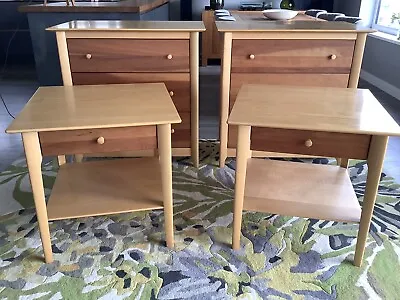 COPELAND FURNITURE - CHERRY / MAPLE  WOOD - 2 X BEDSIDE TABLES - MADE IN USA • £300