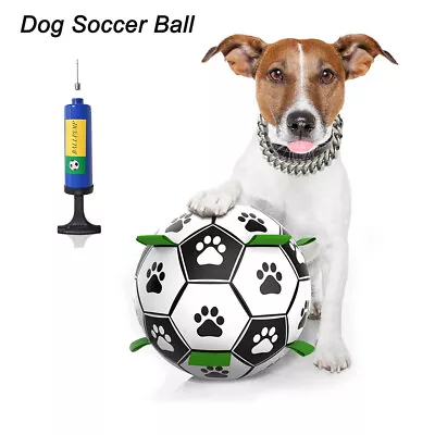 £10.55 • Buy Pet Football Interactive Tabs Tug W/Pump Dog Soccer Ball Toy W/Grab Water