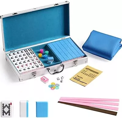 OPEN BOX Chinese Mahjong Silver Aluminum Case With Pushers And Cover Set • $39.99