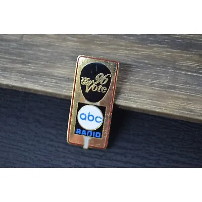 Vintage ABC Radio Pin Lapel Bag Gear The Vote 96 Gold Tone Metal Enamel • $16