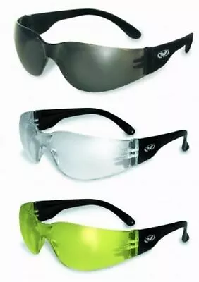 3 Pairs Rider Anti-Fog Motorcycle Riding Safety Sun Glasses-One Piece Lens Z87.1 • $18.95