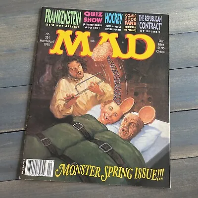 Vintage MAD Magazine #334 MARCH/APRIL 1995 FRANKENSTEIN Hockey & Quiz Show • $12.99