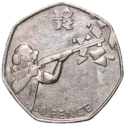 2011 Great Britain Elizabeth II London 2012 Shooting 50 Pence Coin • £4.20