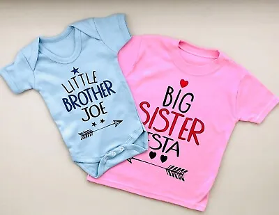 £16 • Buy PERSONALISED Baby Clothing LITTLE SISTER/LITTLE BROTHER & BIG SISTER/BIG BROTHER