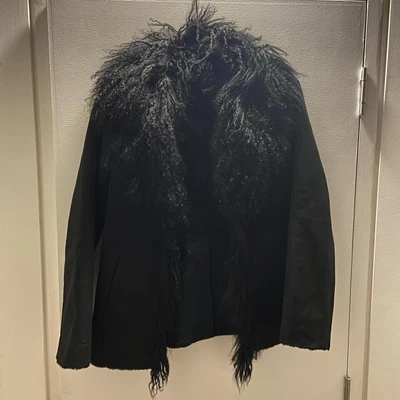 £50 • Buy VTG Penny Lane Afghan Mongolian Fur Faux Suede Leather Shearling Coat 70s Boho