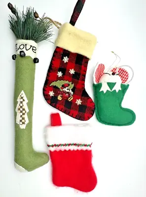 Lot Of 4 Vintage Fabric Miniature Christmas Stocking Ornaments Disney Kurt Adler • $13.94