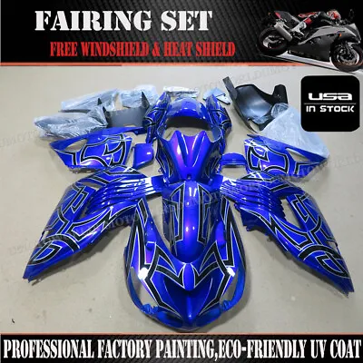 Blue Black Fairing Kit For Kawasaki Ninja ZX14 2006-2011 ZX14R ZX1400C ABS Body • $409.99