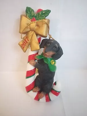 Danbury Mint Christmas Ornament Dachshund Dog 2017 Candy Cane New In Box • $24.99