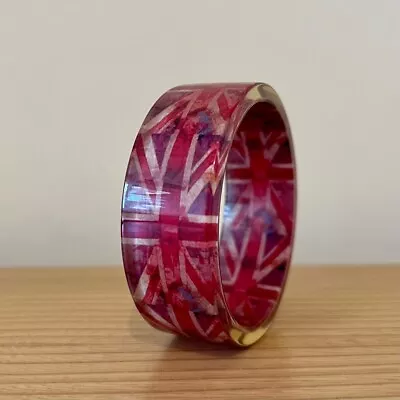 Pink Union Jack Resin Bracelet Bangle • £6