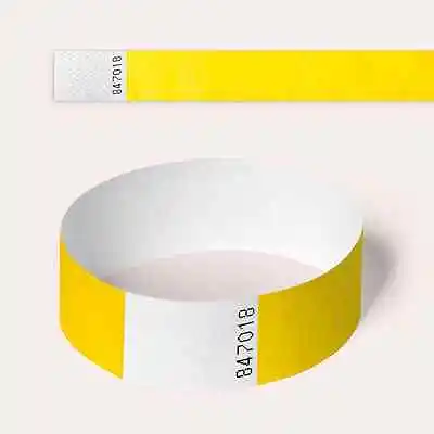£2.90 • Buy YELLOW Plain And Customised Printed Tyvek Wristbands, Paper Like, Security,