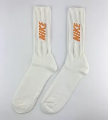 Vintage New/Old Stock 80s Nike Spellout Socks White & Orange Men's USA! Sz 10-13 • $39.99