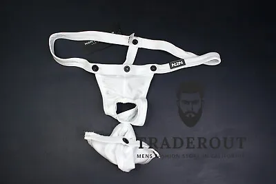 N2N Bodywear Men White Titan Nylon Swim Gym Thong Swimwear Underwear Size L XL • $72