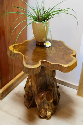 £148.85 • Buy Wood Side Table Tree Pane Teakwood Table Root Wood Rustic Living Room New