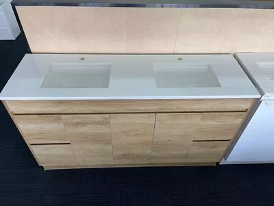 Bathroom Vanity 1500mm With Stone Top Double Basin Woodgrain Finish. • $990