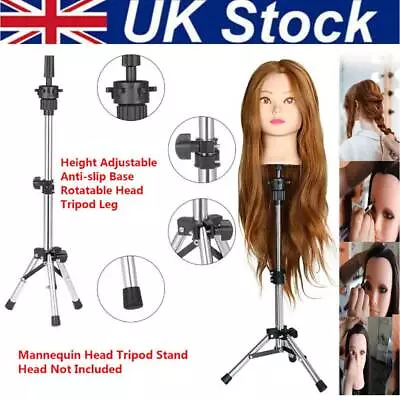 Salon Hair Training Head Hairdressing Styling Mannequin Tripod Doll Tripod Stand • £8.89