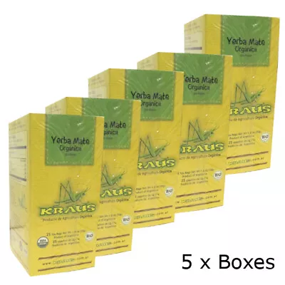 Kraus Organic Yerba Mate Teabags Unsmoked (cocido) Argentina (5 Packs Of 25) • £21.28