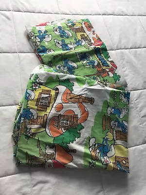 £24.84 • Buy Smurf Village Sheet Set By Lawtex. Twin Bed Fitted & Flat Vintage 1980’s Peyo