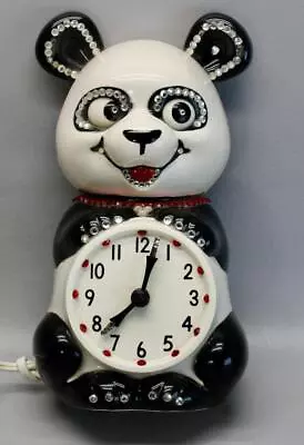 Rare Vintage Jeweled Panda Bear B-1 Wall Clock As-is • California Clock Co. • $49