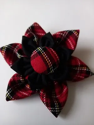 £3.50 • Buy Red Tartan ( Royal Stewart) Fabric Brooch. Black Inner Flower. Matching Centre. 