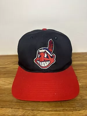 Vintage Cleveland Indians Hat Cap Snap Back Blue Chief Wahoo Twins Enterprise • $29.99