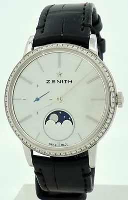 Zenith 16.2320.692 Steel Auto 36mm Diamond Bezel MOP Dial Ultra Thin Moon Phase • $7700