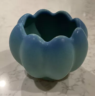 Vintage Van Briggle Marked Small Ridged Blue & Green Abstract Tulip Art Pottery • $29.95