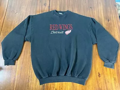 Detroit Red Wings Logo 7 Embroidered Sweatshirt Size XL Vintage • $29.99