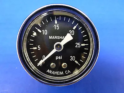 Marshall Gauge 0-30 Psi Fuel Pressure Oil Pressure Gauge Black 1.5  Diameter • $15.19