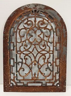 Antique Cast Iron Ornate 10  X 14  Arched Grate - Heater Or Wall Vent Beautiful! • $104.45