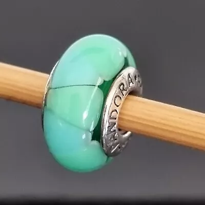 $44 • Buy Pandora Teal Green Captivating Triangles Murano Silver Charm 790636 Free Post