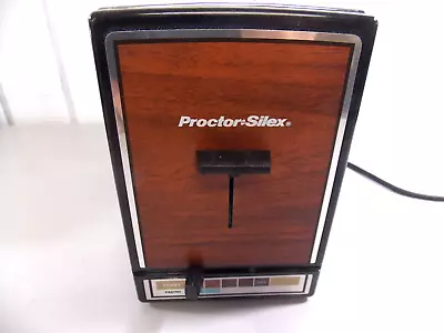 Vintage Proctor Silex 2 Slice Toaster Wood Grain Chrome Made In USA T649B • $24