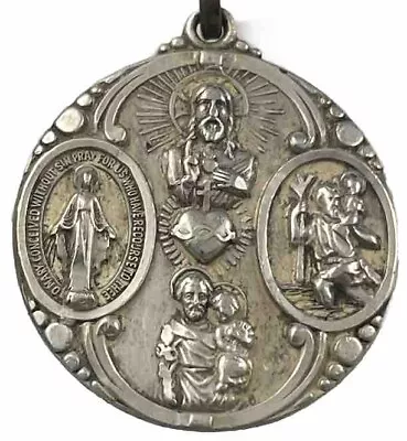 Vintage Catholic Creed Sterling Silver 4 Way Medal 7.9  Grams  Silver • $49.99