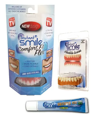 Instant Smile Comfort Fit Flex Teeth Uppers And Lowers W/ Denture Cream • $32.99