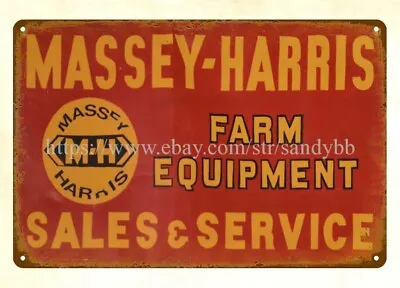 MASSEY-HARRIS SALES & SERVICE Metal Tin Sign Indoor Outdoor Wall Art • $18.95