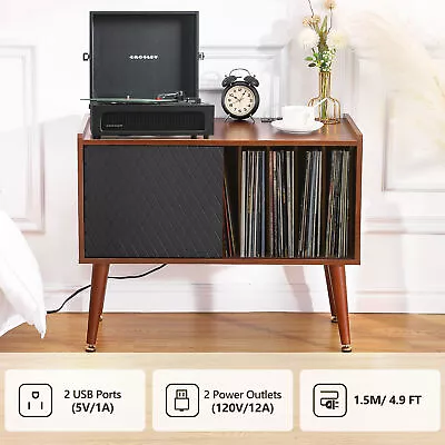 Vinyl Record Player Display Cabinet Media Console Stand Drawer Divider Furniture • $108.29