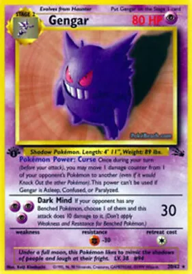 1x Gengar - 20/62 - Rare - 1st Edition Lightly Played Pokemon G1 - Fossil - 1st  • $21.08