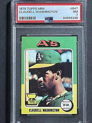 1975 Topps Mini #647 Claudell Washington All Star Rookie Cup Oakland A’s PSA 7 • $19.99