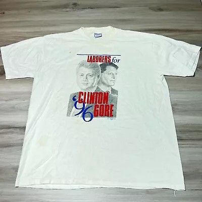 VTG 1996 Laborers For Clinton Gore President Campaign Shirt Mens 2XL USA EUC 90s • $24.95