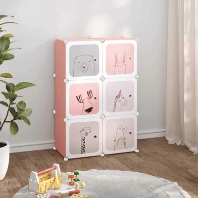 VidaXL Cube Storage Cabinet For Kids With 6 Cubes Pink PP • $75.77