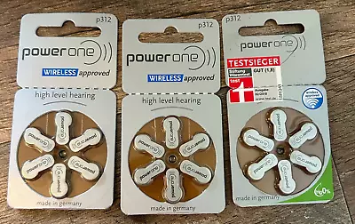 PowerOne Size 312 Hearing Aid Zinc Air Battery -6PK - Mercury Free (P312)-3 Pack • $12.99