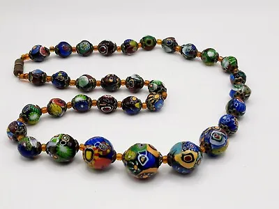 Vintage Millefiori Graduated Murano Bead Necklace • £35