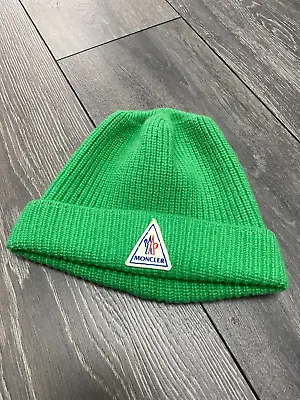 True Vintage Moncler Hat Unisex Green Authentic Big Logo Pure New Wool 80's Rare • $99.99