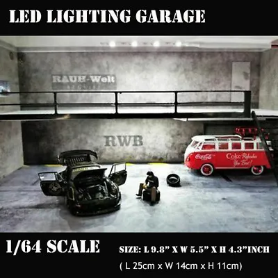 Diorama 1:64 Model Car Parking Lot Garage With Double-deck LED Lighting Display • $51.90