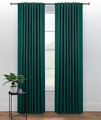 George Home Emerald Green Blackout Hidden TabTop Curtains 66x90 RRP 35.00 Lot GD • £35.99