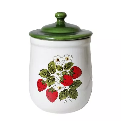 Vintage McCoy Strawberry Daisy Canister Jar Country Farmhouse USA 7.5” Tall READ • $24.99